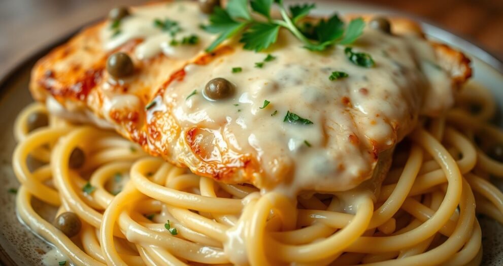 Chicken piccata with pasta