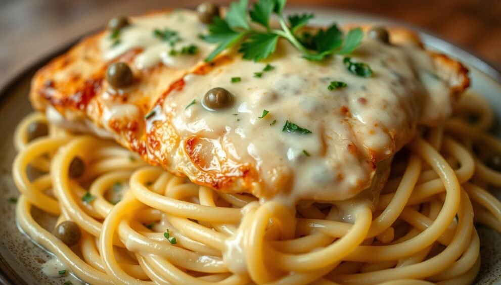 Chicken piccata with pasta