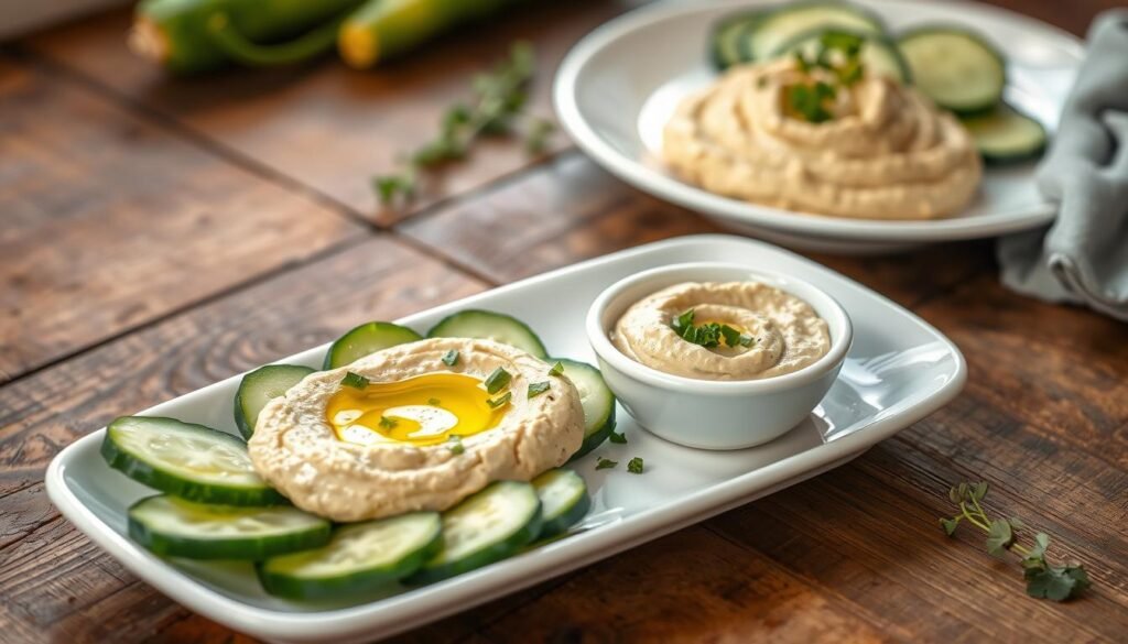 Sliced Cucumber with Hummus Recipe