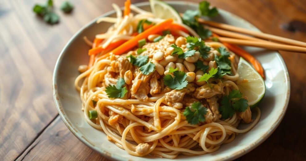 Thai Peanut Chicken Noodles Recipe