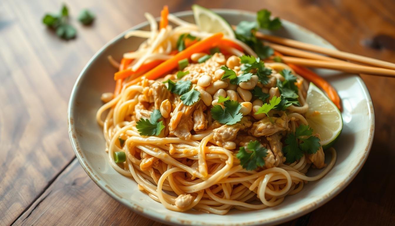 Thai Peanut Chicken Noodles Recipe