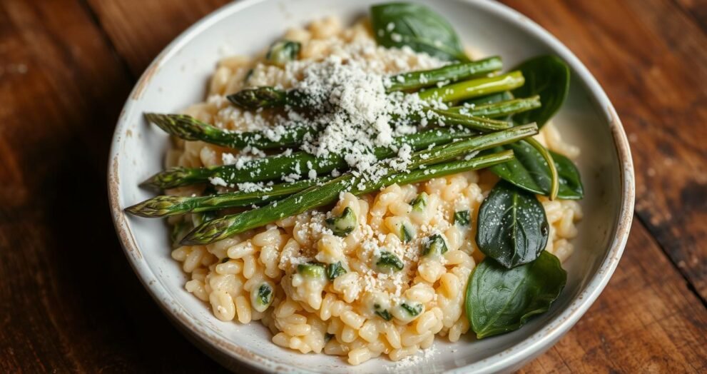 Baked Risotto with Asparagus, Spinach and Parmesan Recipe