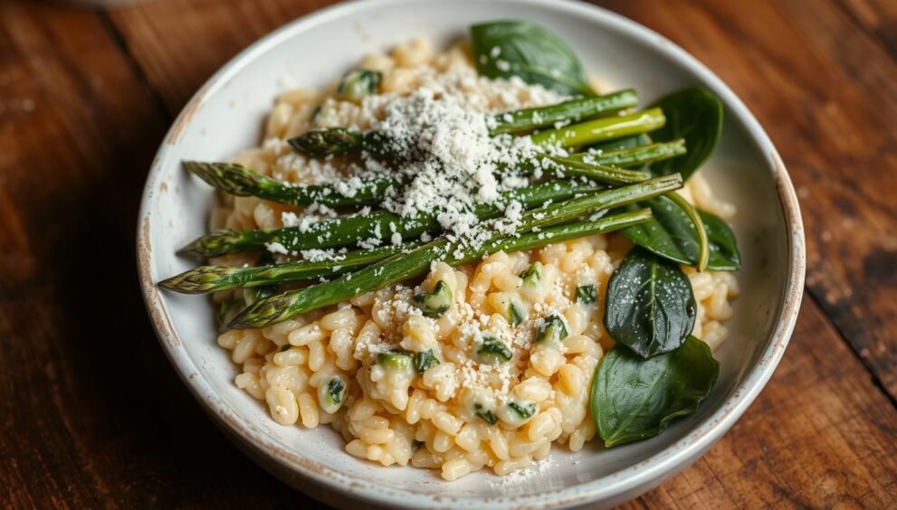 Baked Risotto with Asparagus, Spinach and Parmesan Recipe