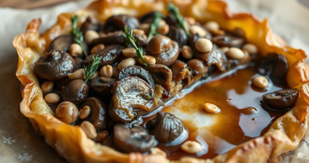 Phyllo Tart of Mushrooms, Potatoes and Spinach with Mushroom Jus Recipe