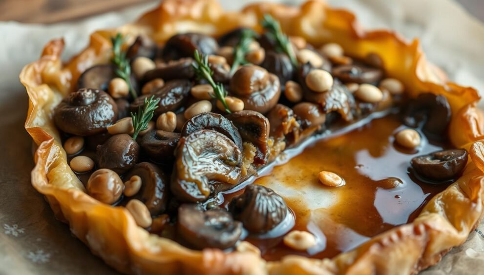 Phyllo Tart of Mushrooms, Potatoes and Spinach with Mushroom Jus Recipe