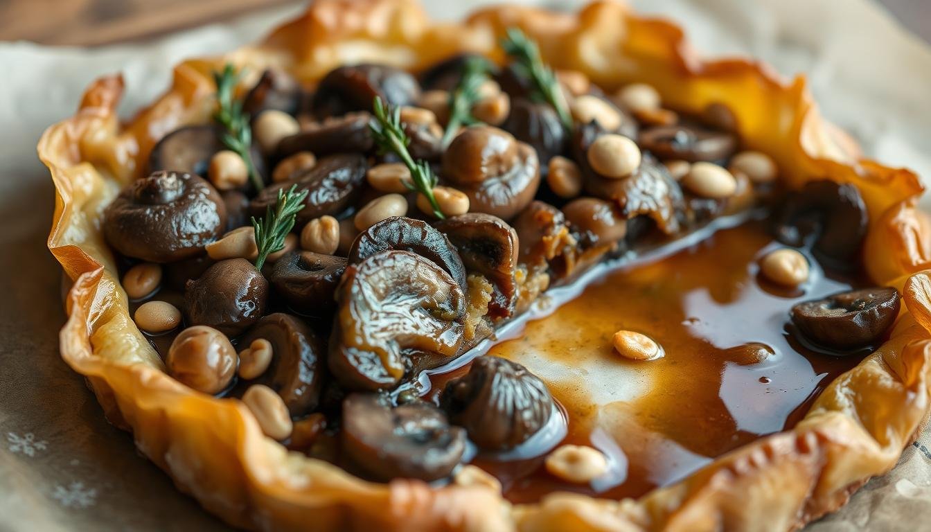 Phyllo Tart of Mushrooms, Potatoes and Spinach with Mushroom Jus Recipe