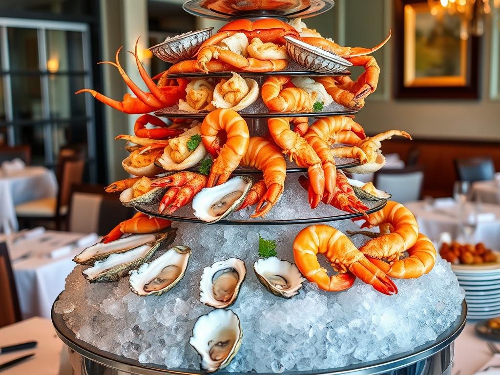 Blu on the Hudson restaurant NJ seafood tower appetizer Blu on the Hudson restaurant NJ seafood tower appetizer
