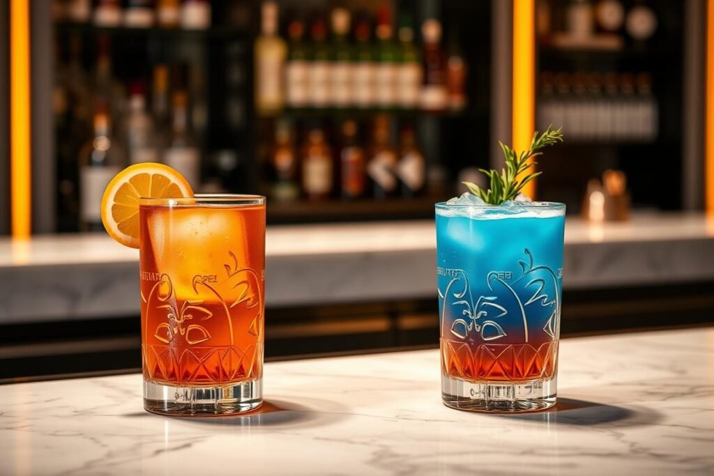 Blu on the Hudson restaurant NJ signature cocktails at the bar Blu on the Hudson restaurant NJ signature cocktails at the bar