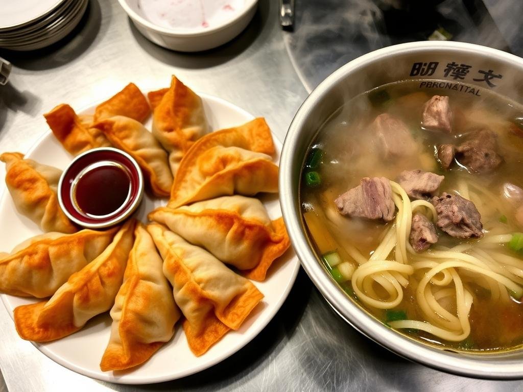 Freshly made dumplings and noodle soup at North Dumpling, one of the best cheap dinner restaurants NYC in Chinatown