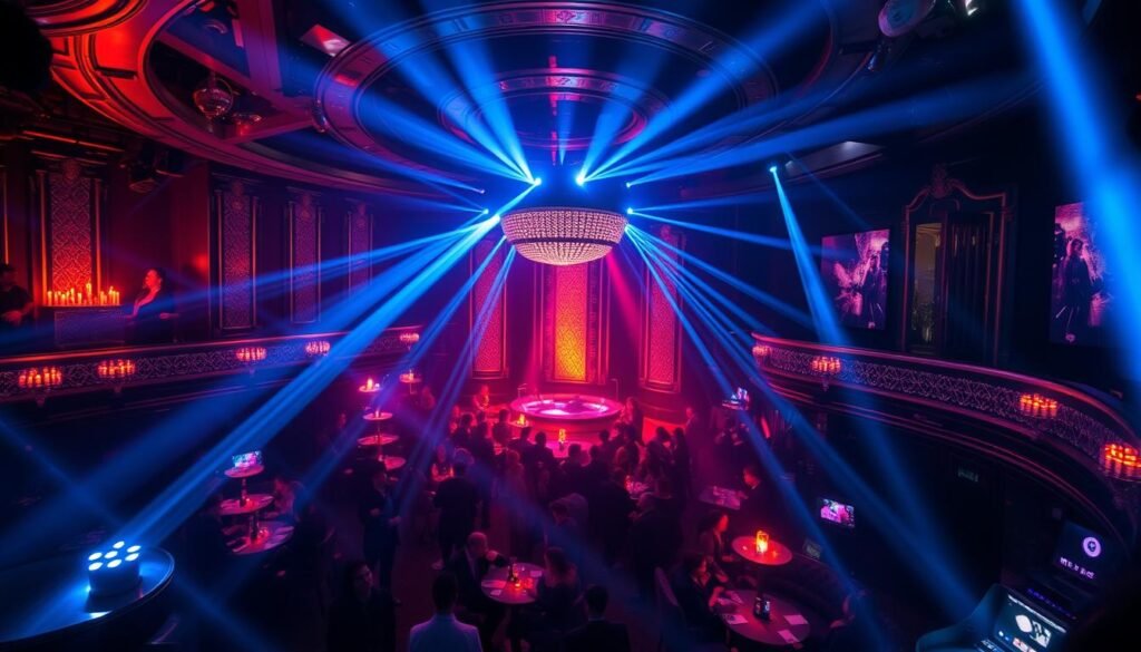 Interior of Marquee New York showing dance floor and lighting in Top 10 super clubs in NYC Interior of Marquee New York showing dance floor and lighting in Top 10 super clubs in NYC