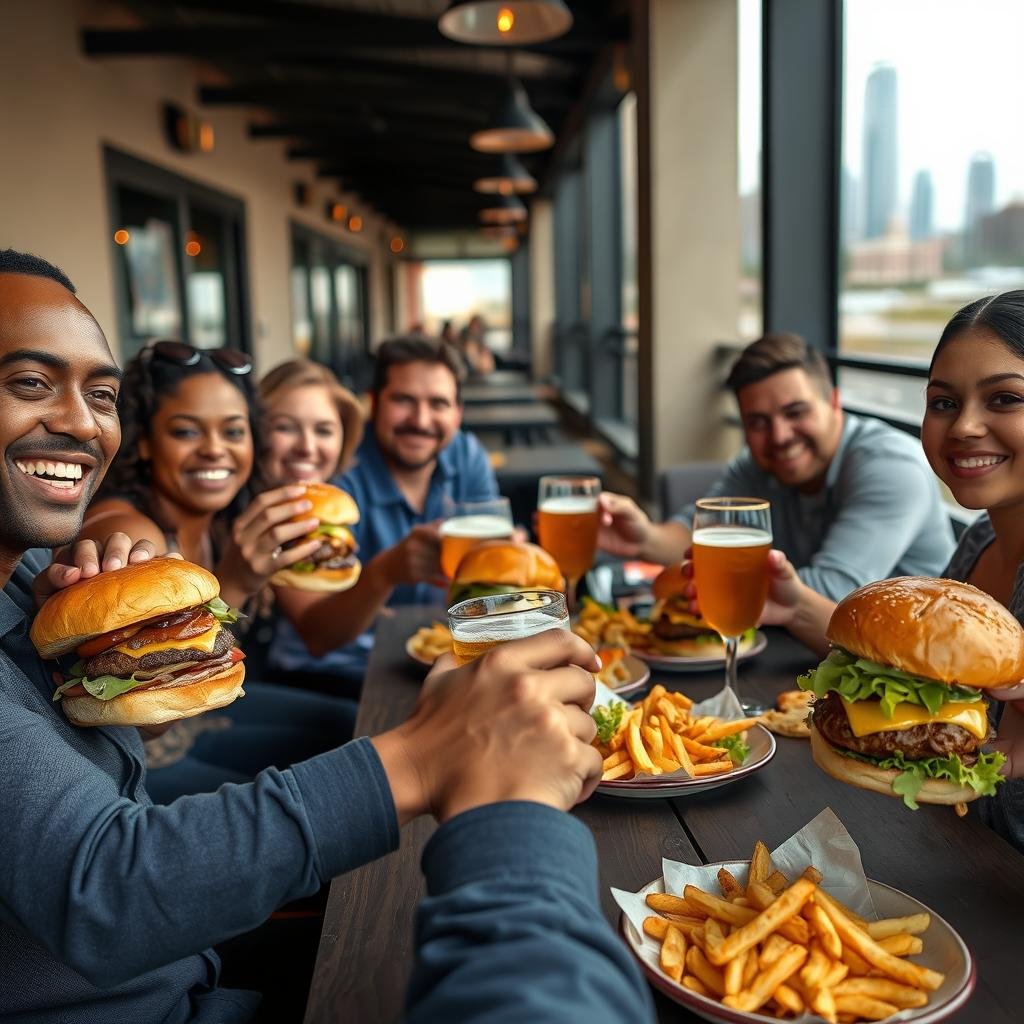 Person enjoying a juicy burger at one of the Top 10 Burger Joints in Houston Texas Person enjoying a juicy burger at one of the Top 10 Burger Joints in Houston Texas